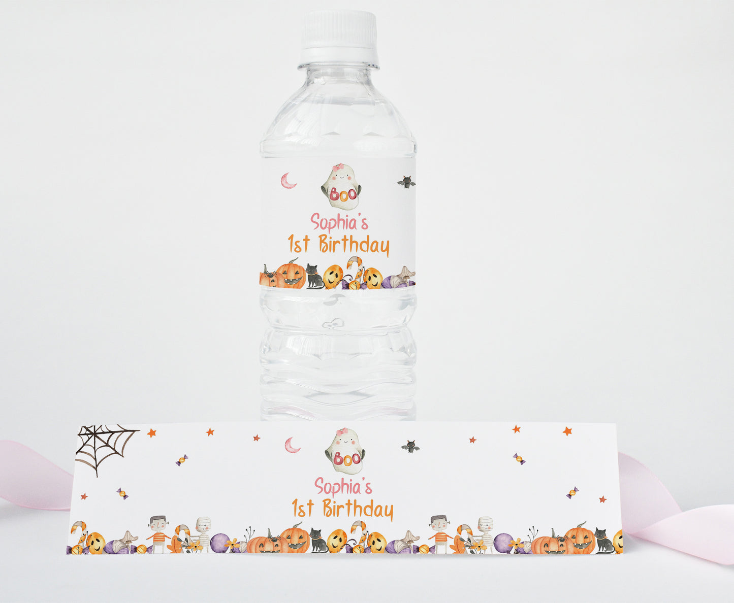 Editable Girl Ghost Water Label | Halloween Party Printables - 115L