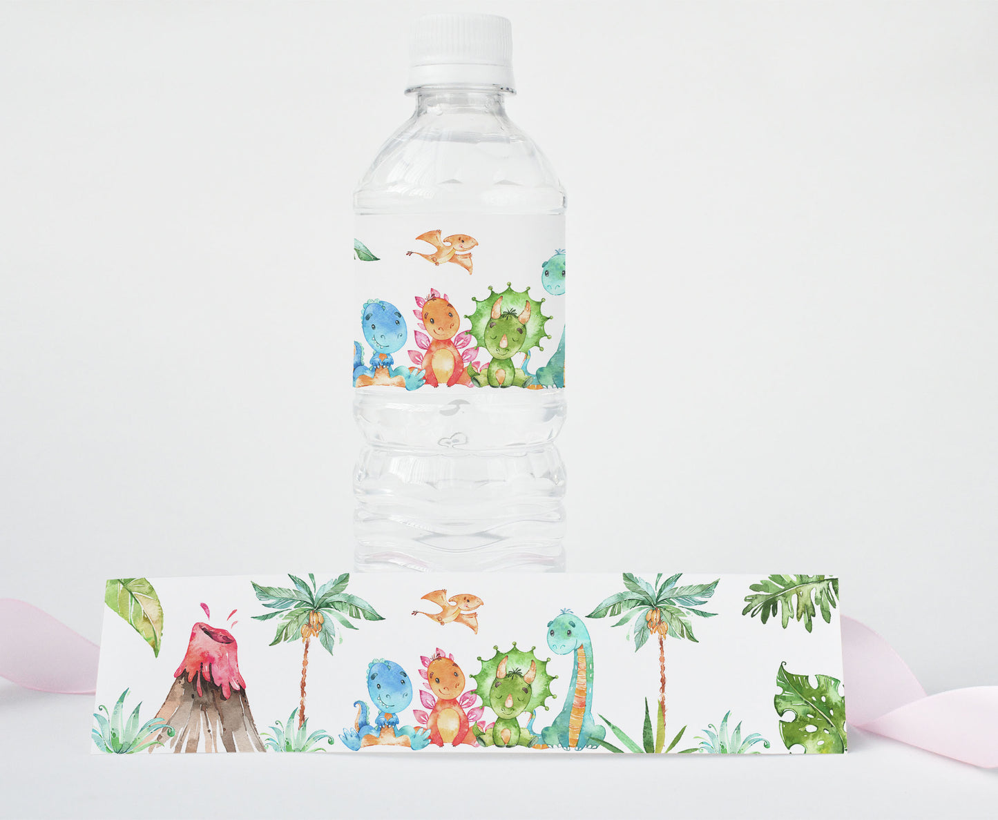 Dinosaur Water Bottle Labels | Dino Themed Birthday Party Decorations - 08A