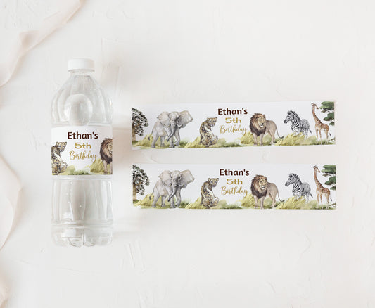Editable Safari Water Bottle Labels | Jungle Birthday Party Decorations - 35I