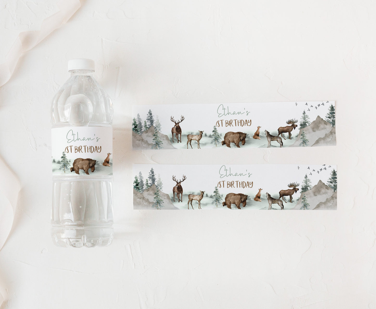 Editable Woodland Animals Water Bottle Labels | Forest Birthday Decorations - 47H