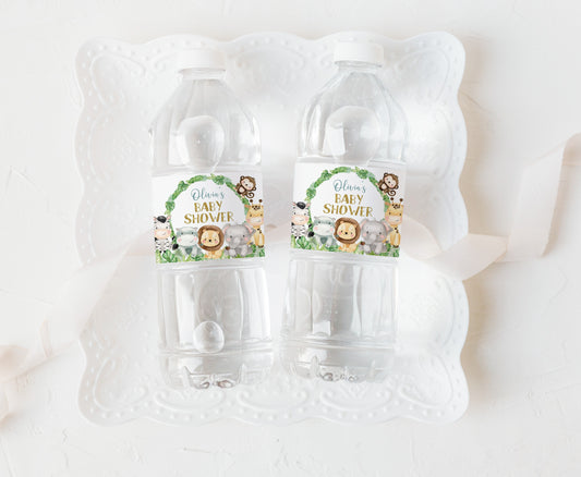 Safari Water Bottle Labels | Jungle Baby Shower Decorations - 35E