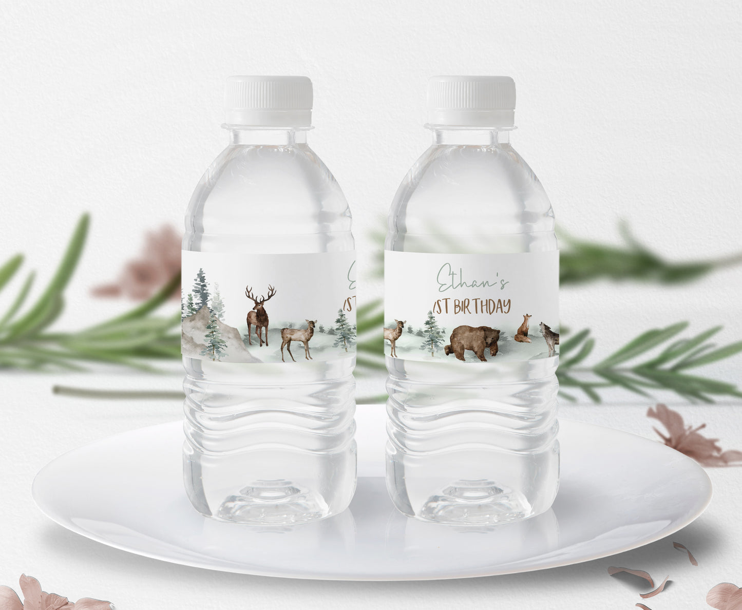 Editable Woodland Animals Water Bottle Labels | Forest Birthday Decorations - 47H