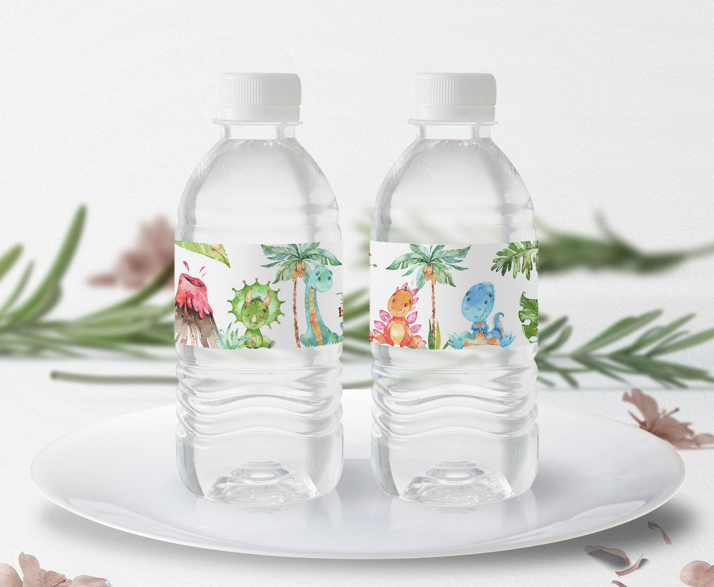 Editable Dinosaur Water Bottle Labels | Dino Theme Party Decorations - 08A