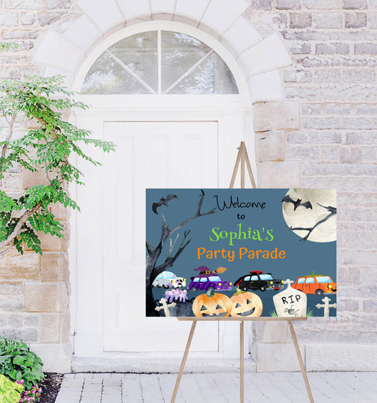 Editable Halloween Party Parade Welcome Sign | Halloween Theme Birthday Party - 115B