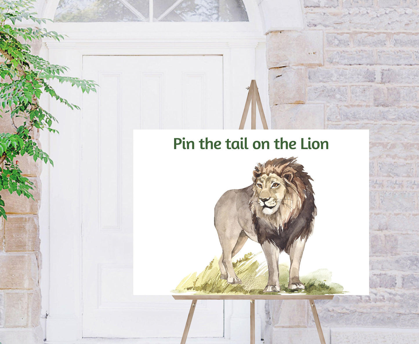 Pin The Tail On the Lion | Safari Birthday Party Game - 35I