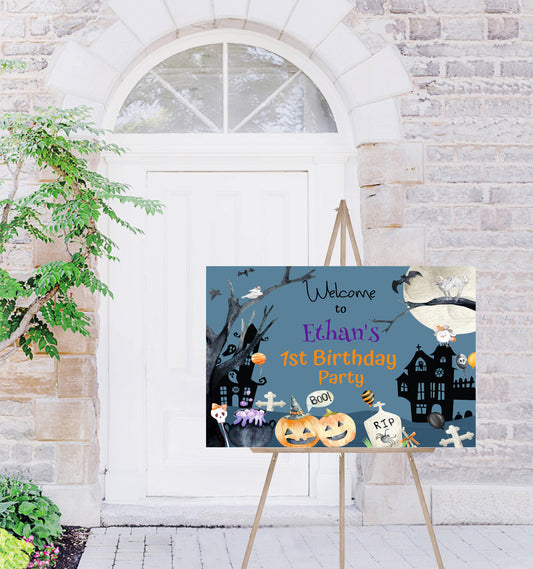 Editable Halloween Birthday Welcome Sign | Halloween theme party decorations - 115B