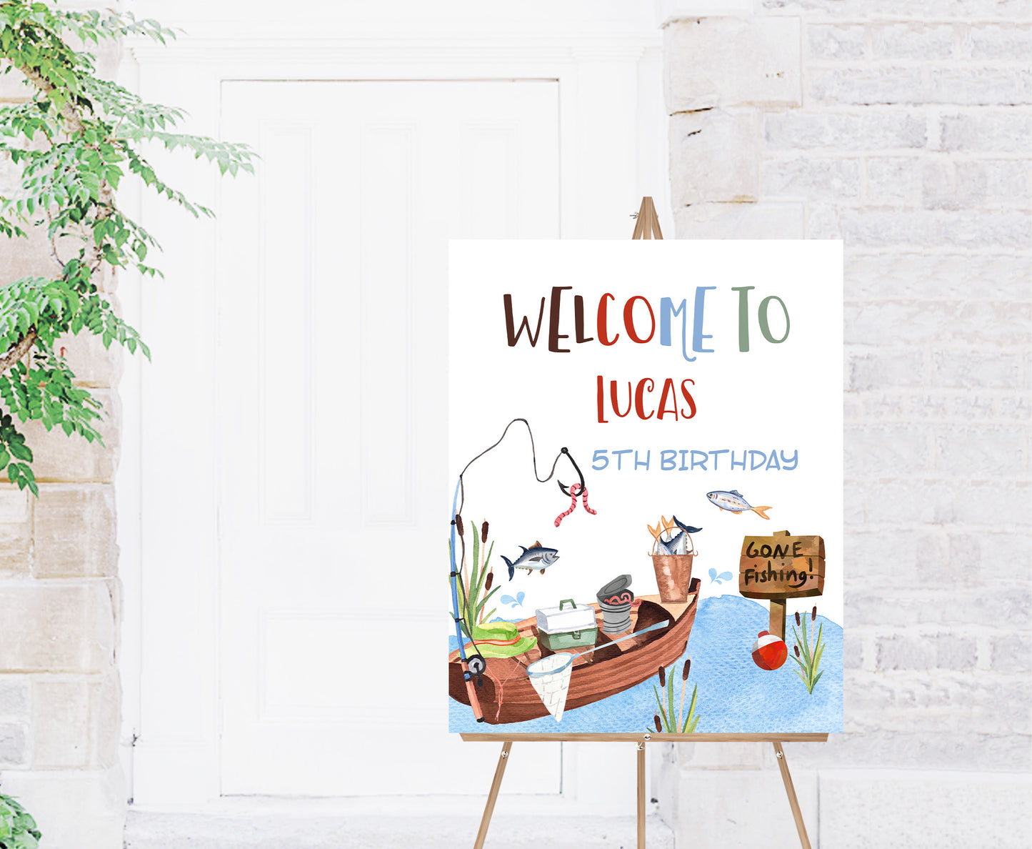 Editable Fishing Welcome Sign | Fishing birthday  party decorations - 97A
