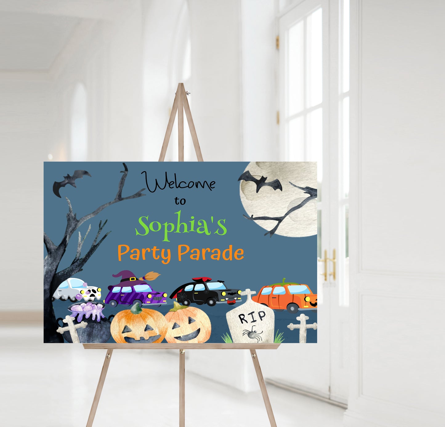 Editable Halloween Party Parade Welcome Sign | Halloween Theme Birthday Party - 115B