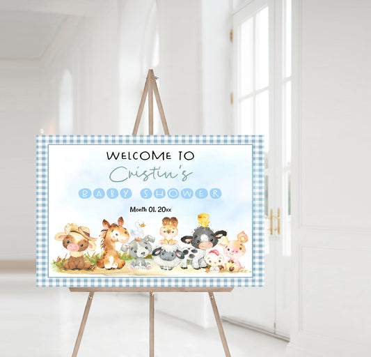 Editable Farm Baby Shower Welcome Sign | Farm theme shower decorations - 11C2