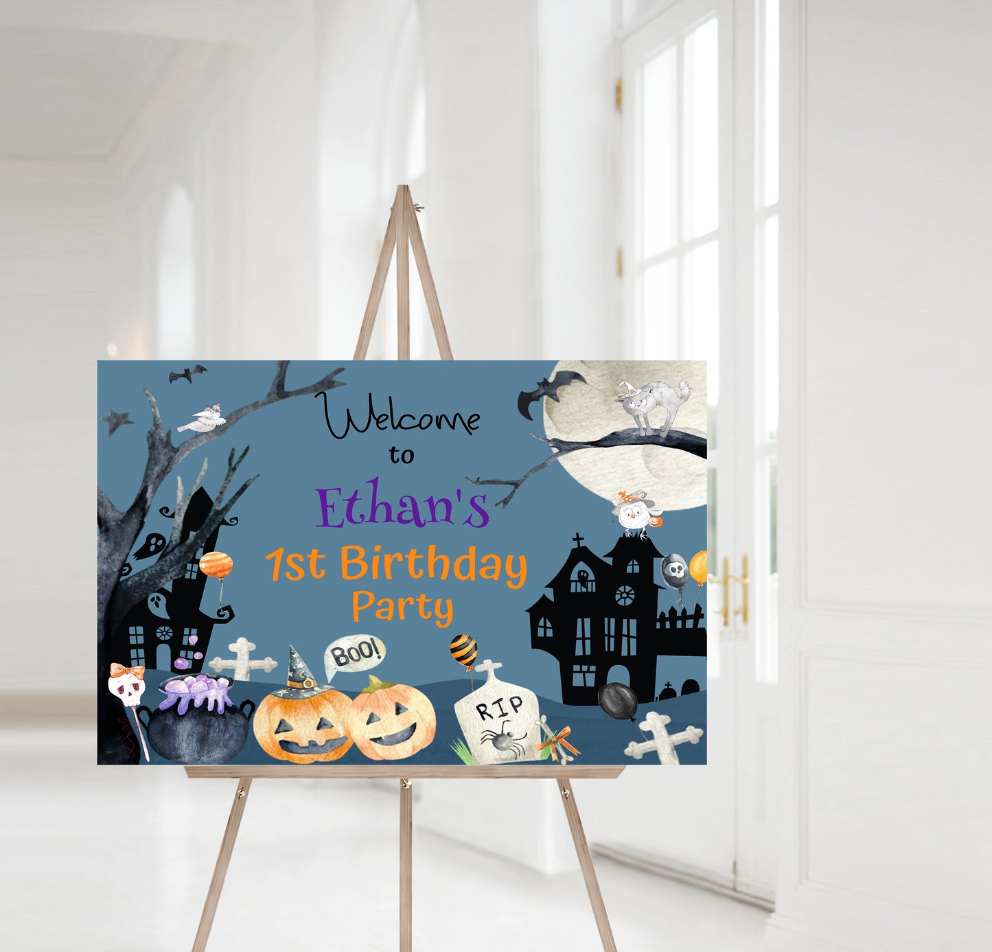 Editable Halloween Birthday Welcome Sign | Halloween theme party decorations - 115B