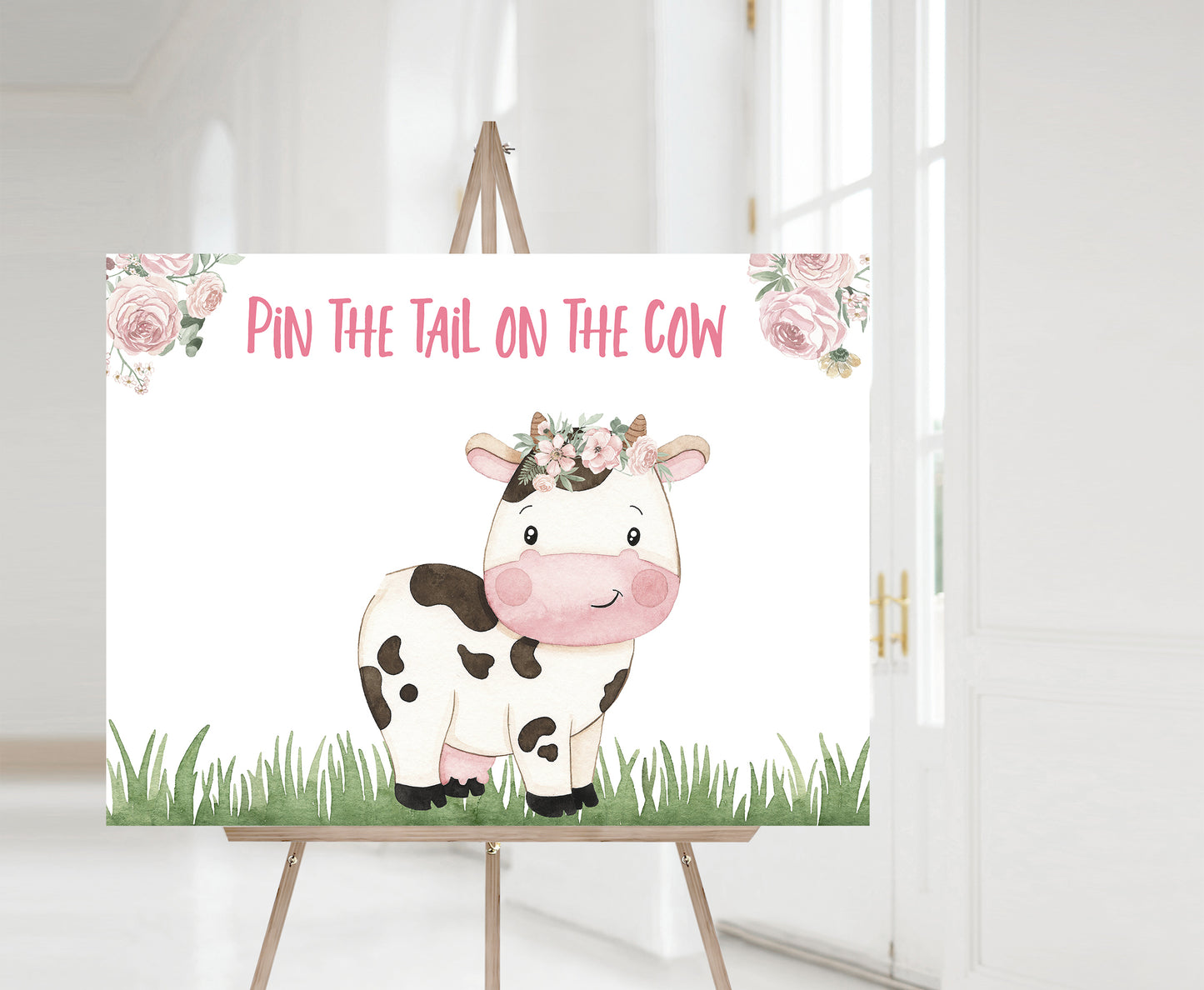 Pin The Tail On The Cow | Girl Farm Birthday Party Game - 11A