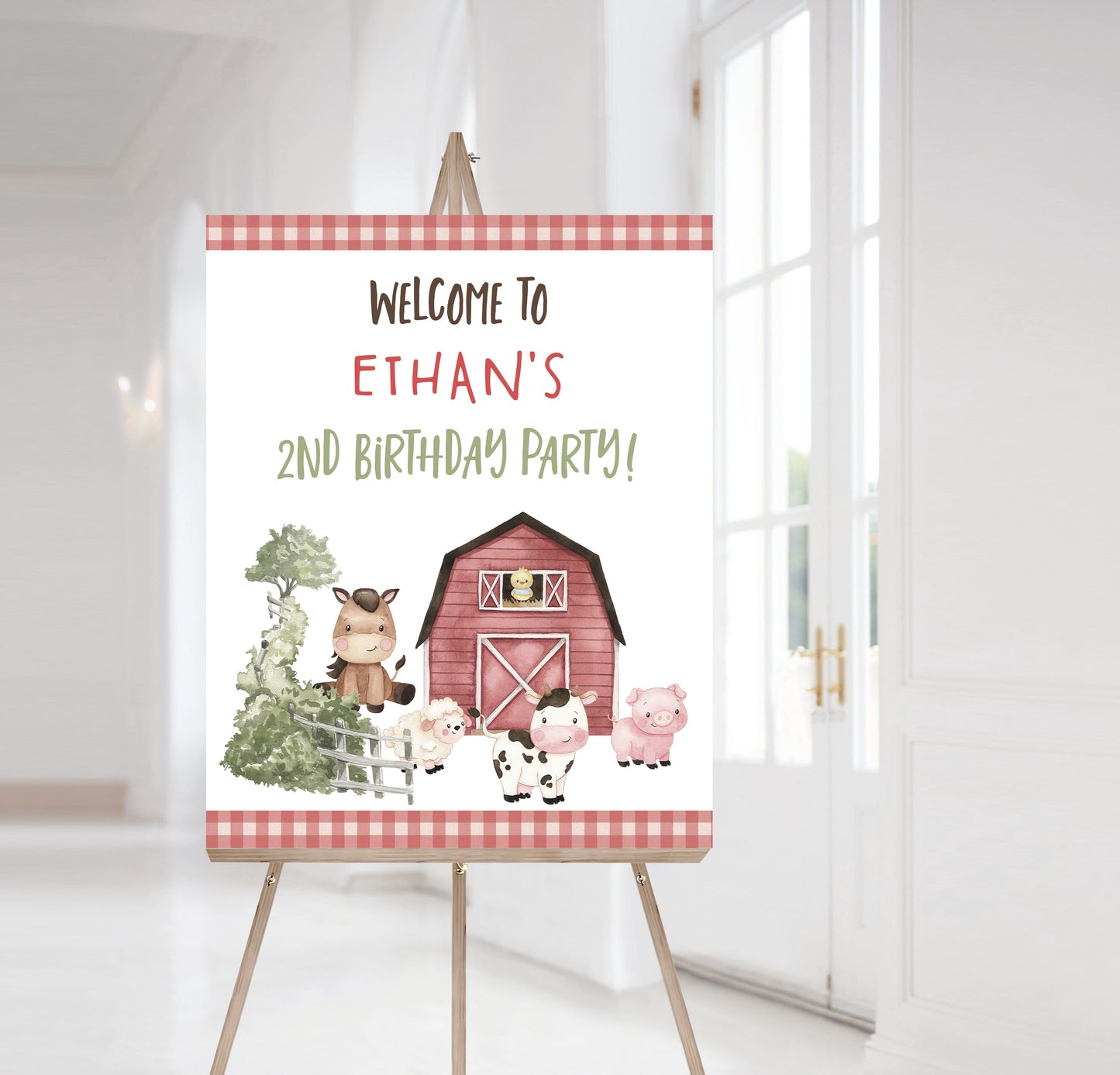 Farm Birthday Welcome Sign | Barnyard Party Decorations - 11A