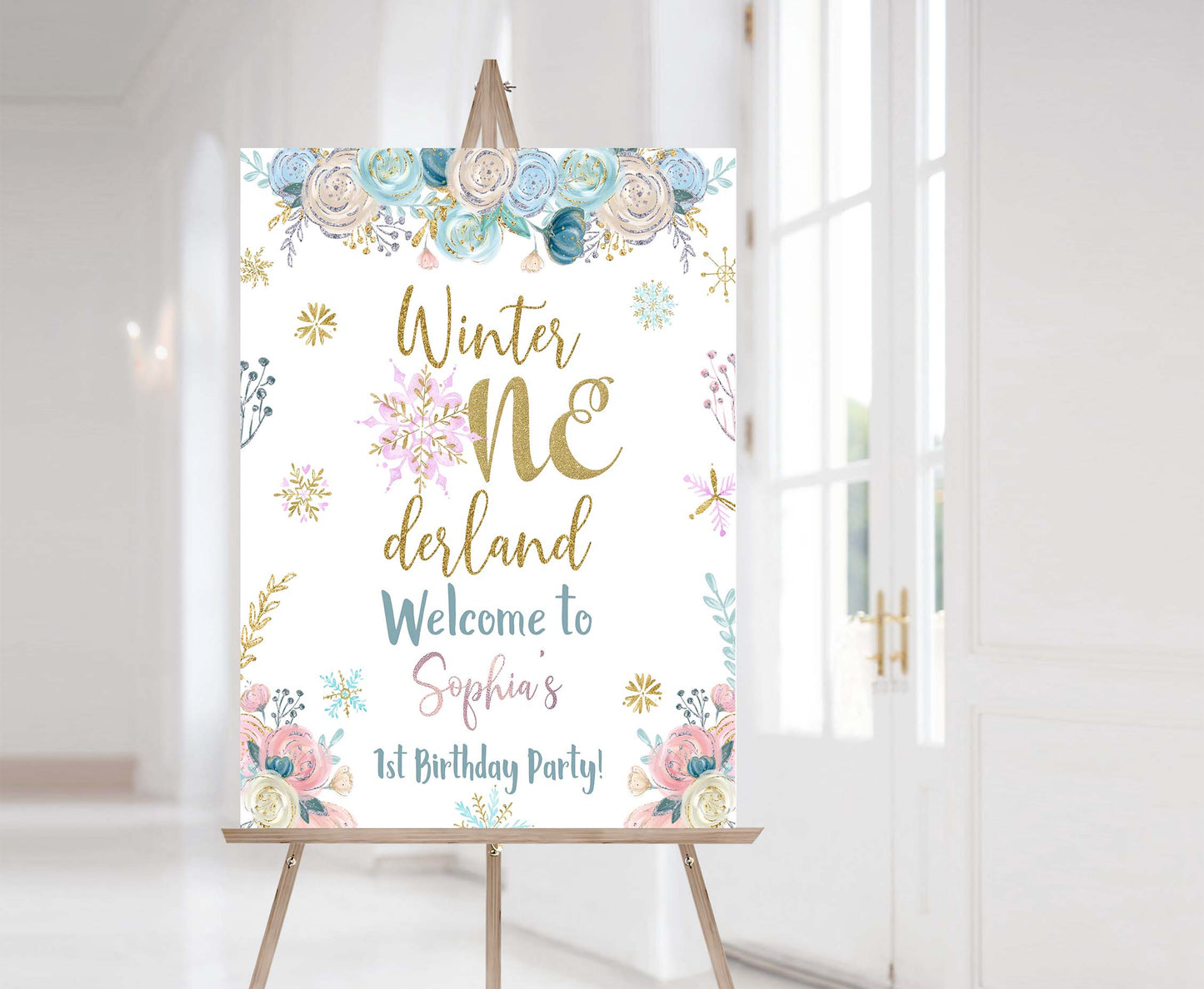 Editable Winter Onederland Welcome Sign | Winter Girl First birthday party decorations - 46A