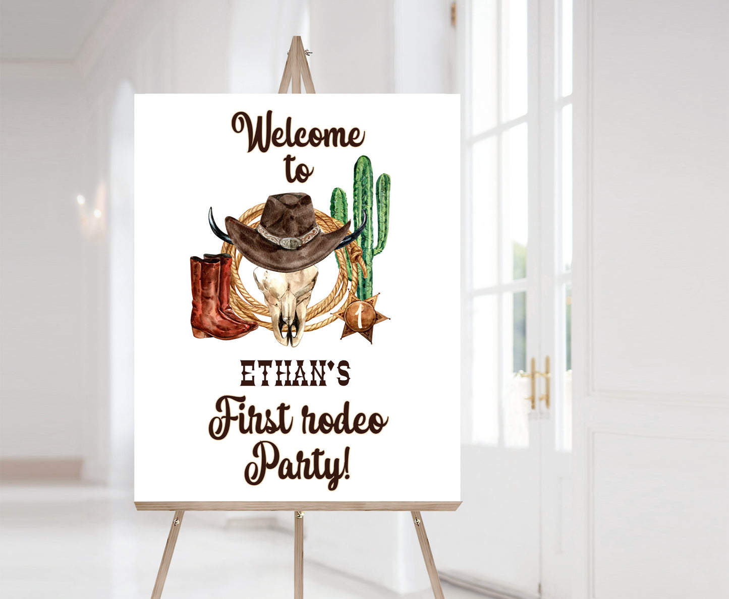 Editable Cow boy Welcome Sign | Rodeo birthday  party decorations - 34A