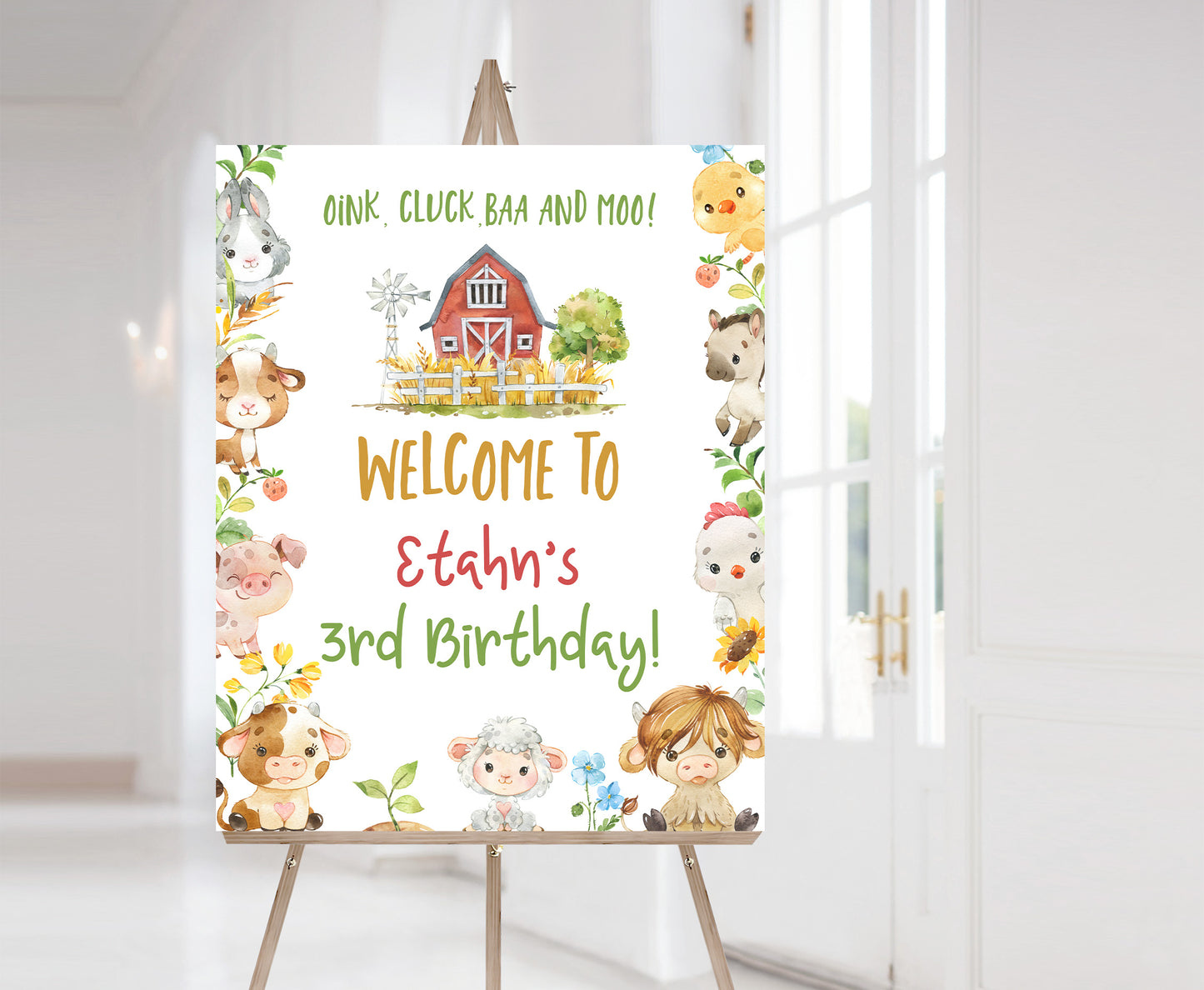 Farm Birthday Welcome Sign | Editable Barnyard Party Printable - 11D