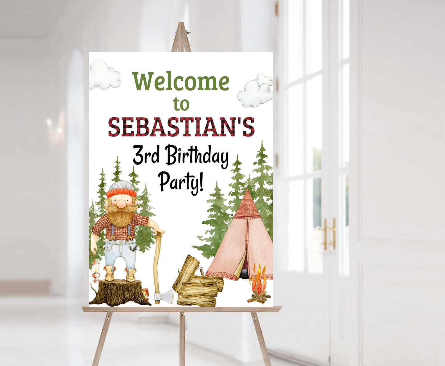 Editable Lumberjack Welcome Sign | Lumberjack birthday party decorations - 19A
