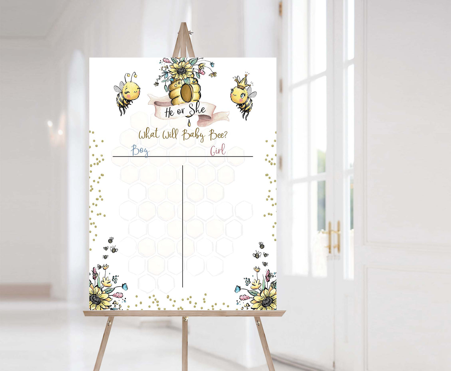 Bee Voting Sign | What will baby bee Gender Reveal Game - 61A