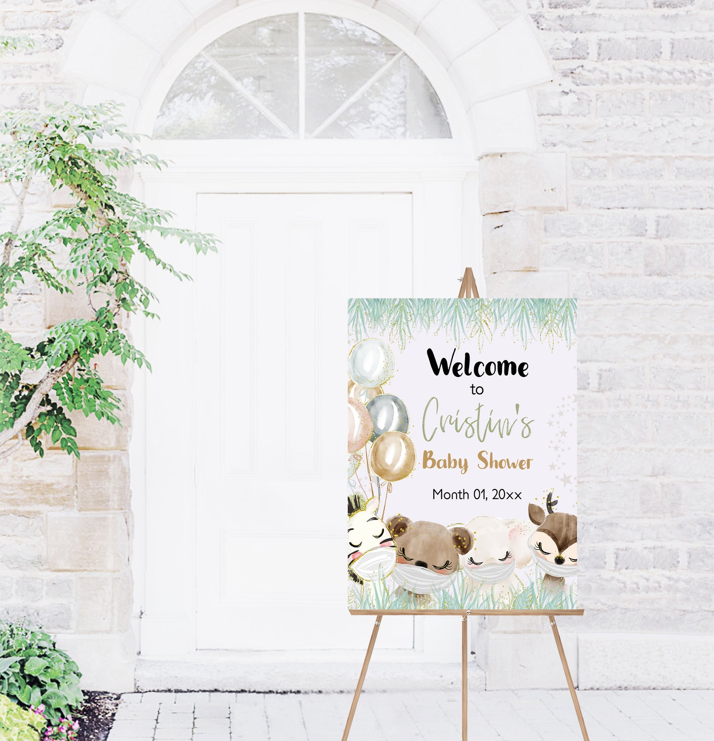 Editable Safari Baby Shower Welcome Sign | Jungle theme shower decorations - 35D