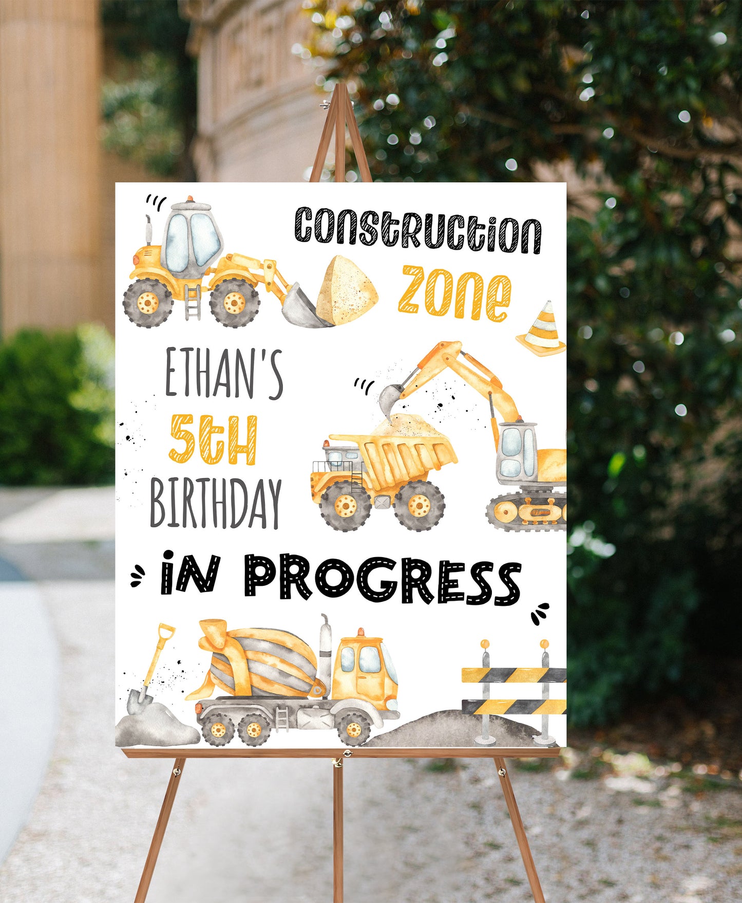 Construction Birthday Welcome Sign | Editable Under Construction Party Decorations - 07A