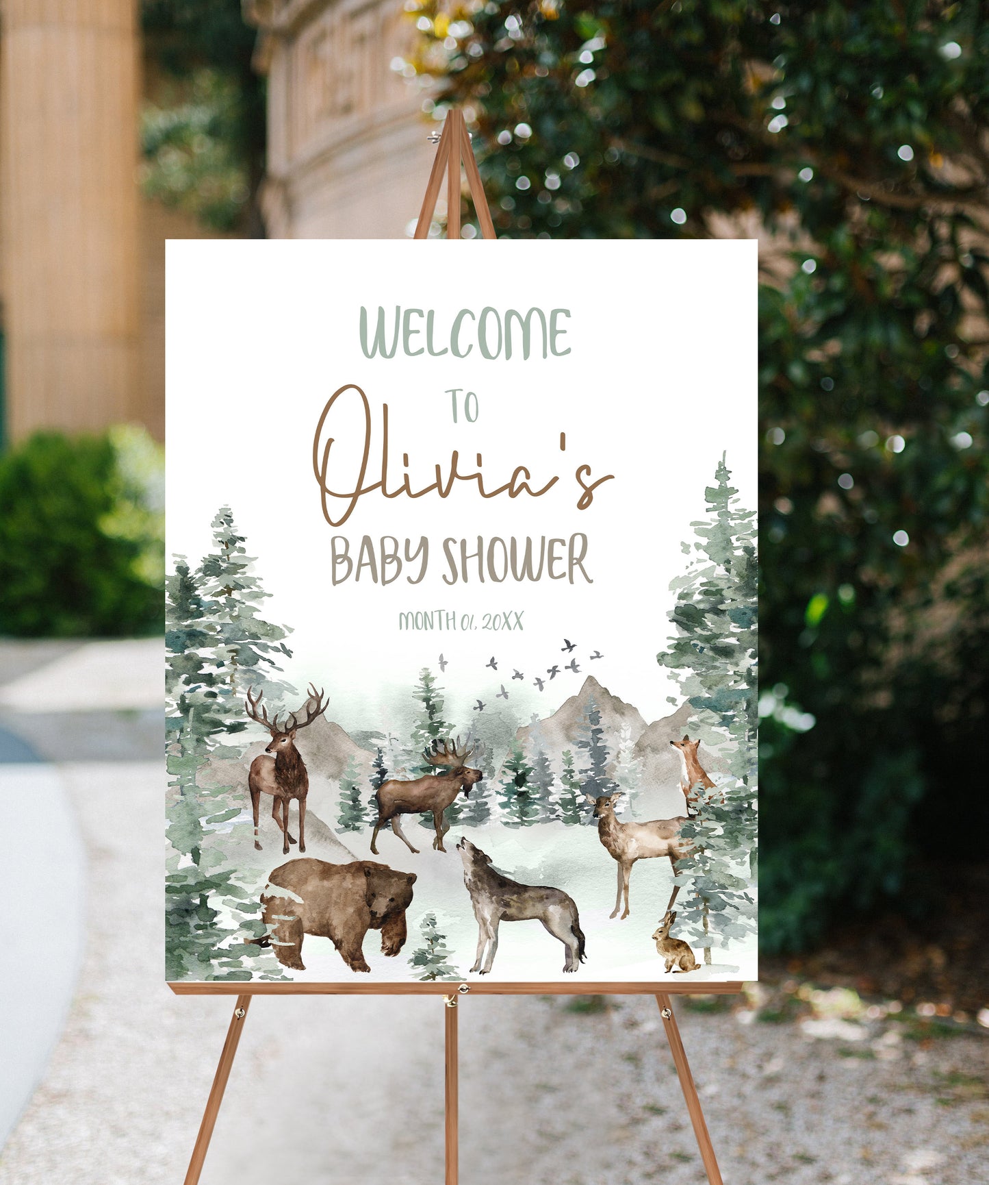Woodland Baby Shower Welcome Sign | Forest Animals Baby Shower Decorations - 47H