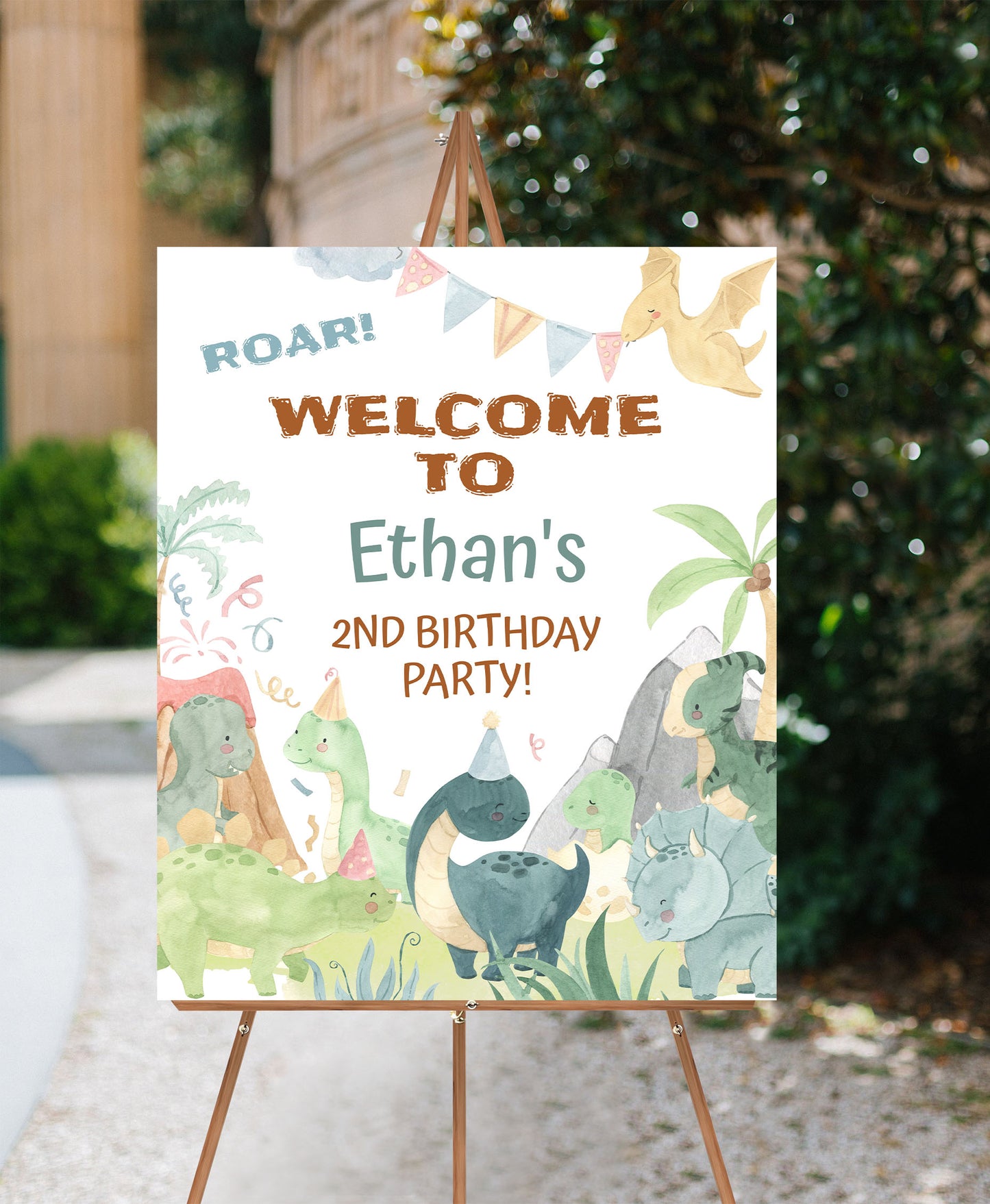 Editable Dinosaurs Welcome Sign | Dino Birthday Party Decorations - 08B