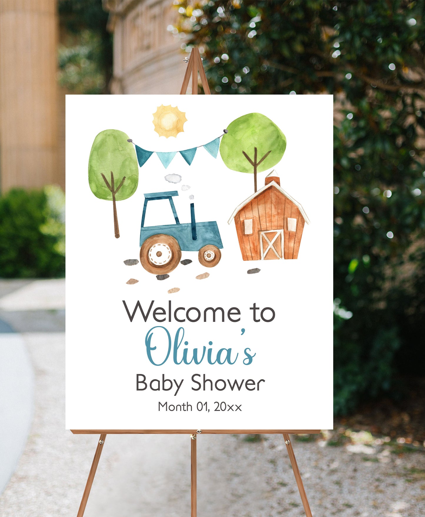 Editable Tractor Welcome Sign | Farm Baby shower decorations - 11F