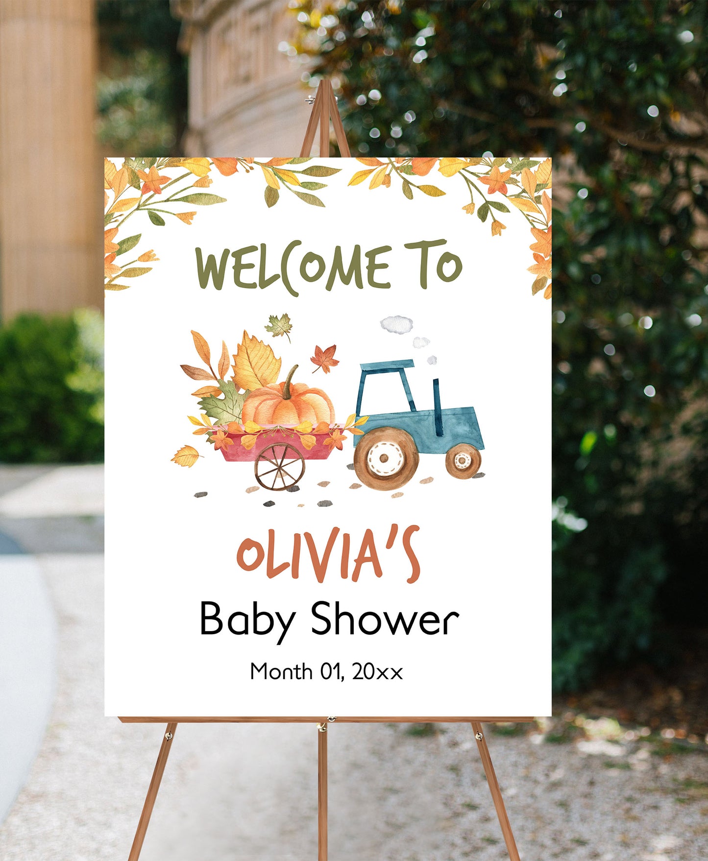 Editable Pumpkin Welcome Sign | Fall Baby shower decorations - 30N