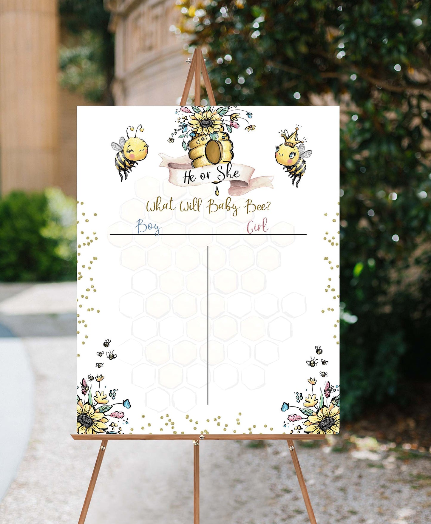 Bee Voting Sign | What will baby bee Gender Reveal Game - 61A