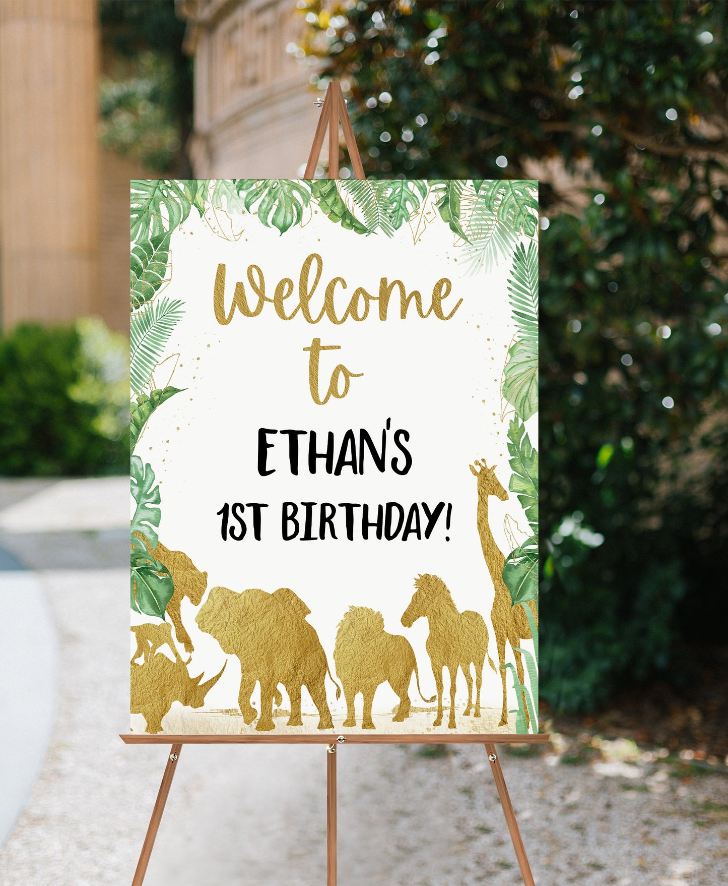 Gold Safari Welcome Sign | Jungle birthday  party decorations - 35K