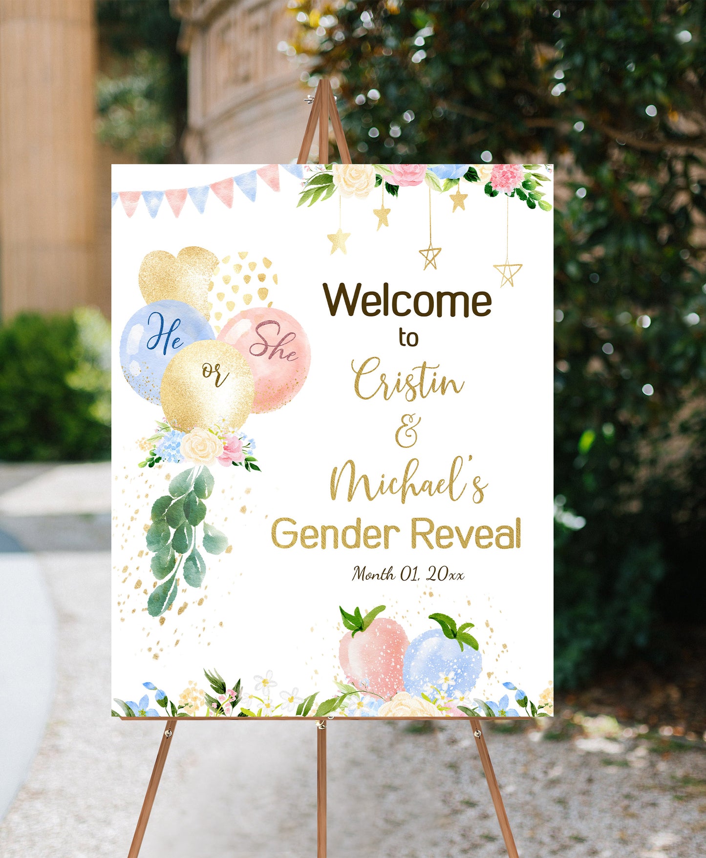 Editable He or she  Welcome Sign | Gender Reveal decorations - 130A