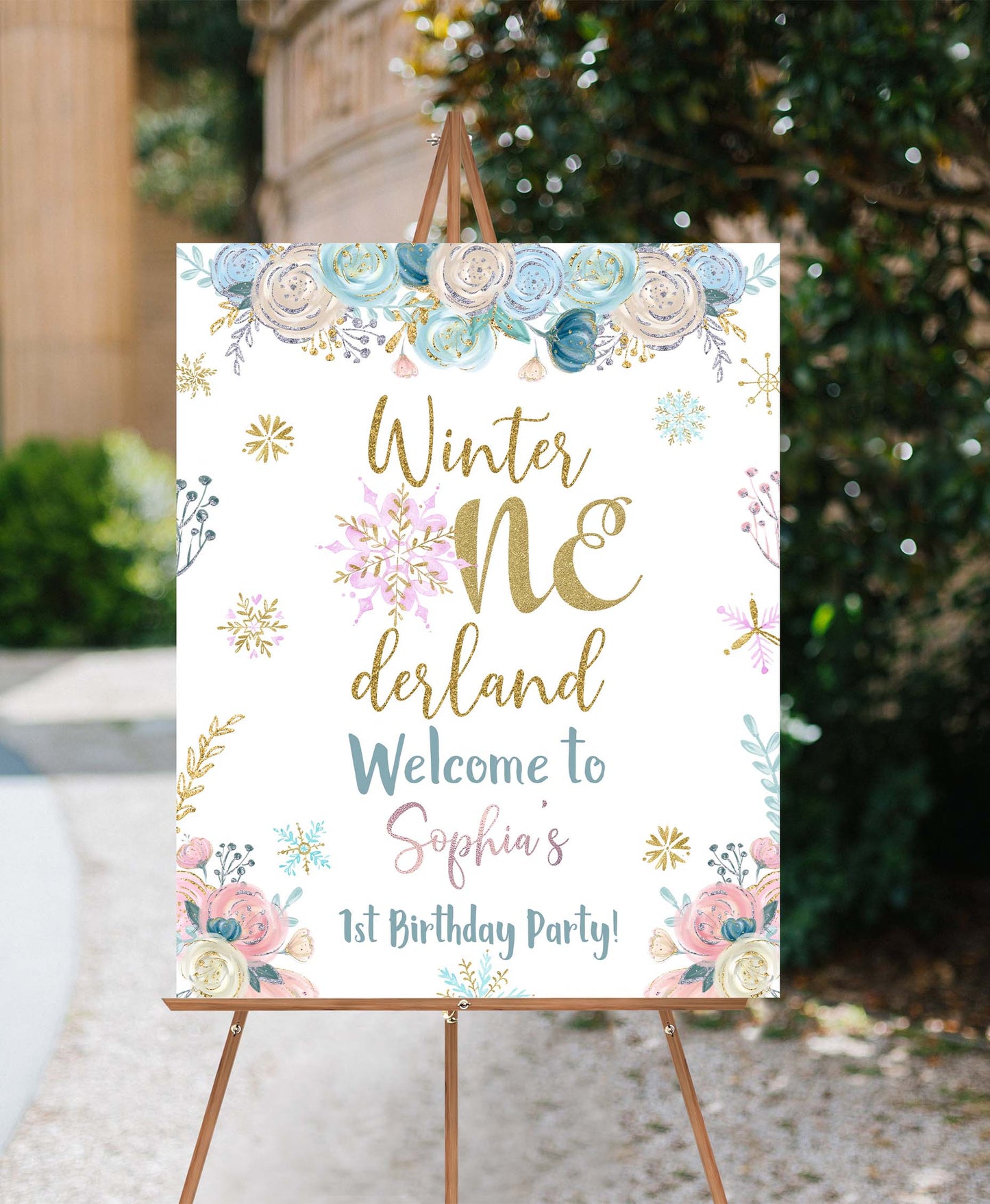 Editable Winter Onederland Welcome Sign | Winter Girl First birthday party decorations - 46A