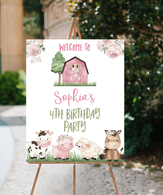 Farm Birthday Welcome Sign | Editable Barnyard Party Printable - 11A