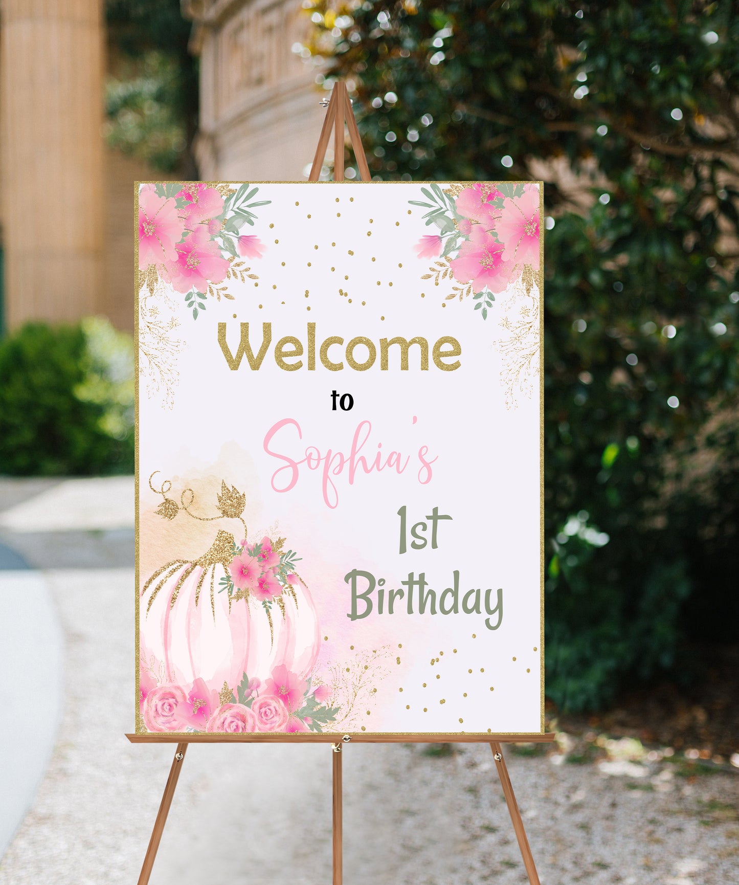 Editable Pumpkin Welcome Sign First Birthday | Fall Theme Birthday Decorations - 30C