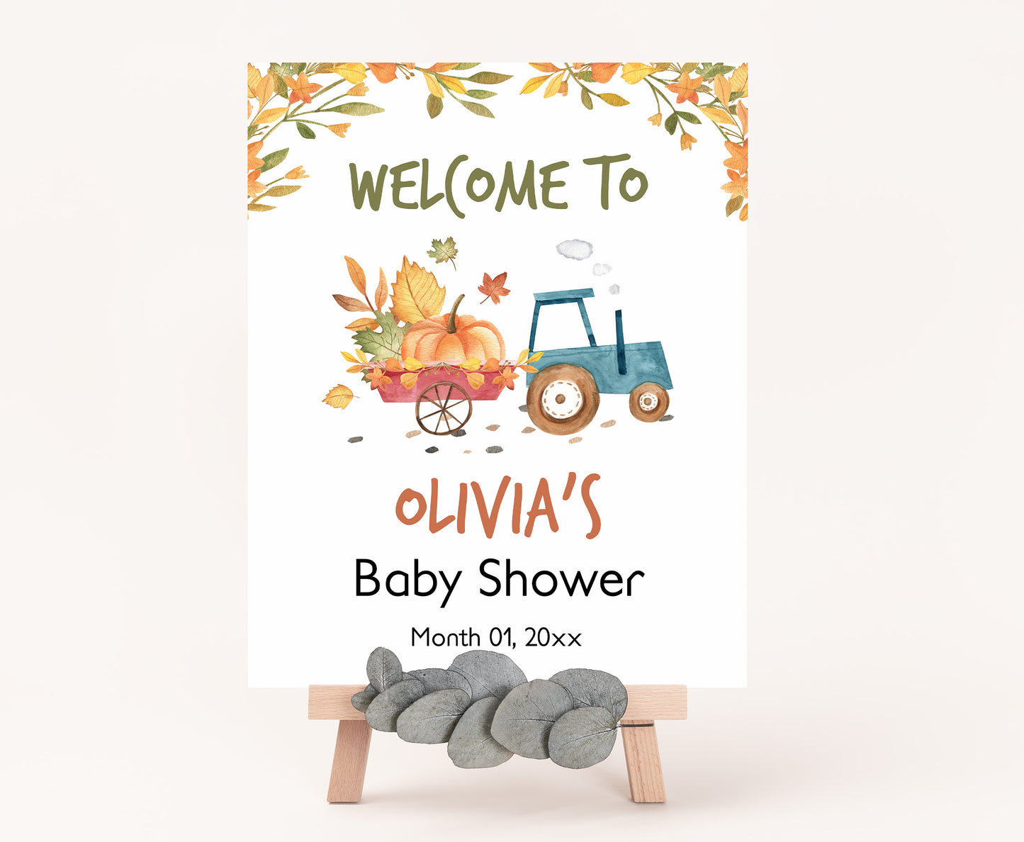 Editable Pumpkin Welcome Sign | Fall Baby shower decorations - 30N