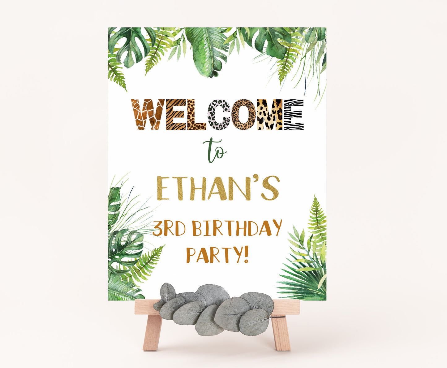 Safari Welcome Sign | Jungle birthday  party decorations - 35H