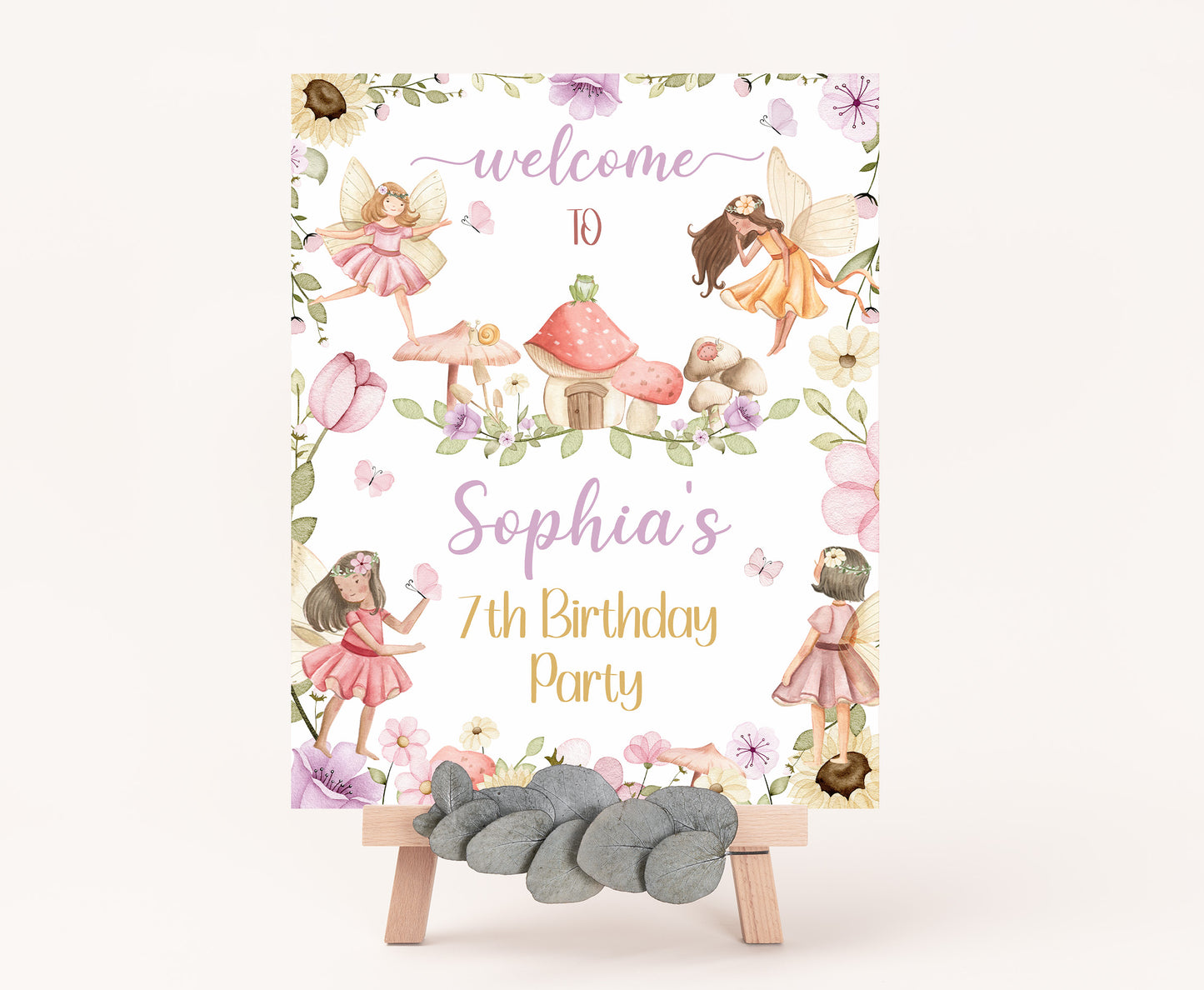 Editable Floral Fairy Welcome Sign | Fairy birthday  party decorations - 10A