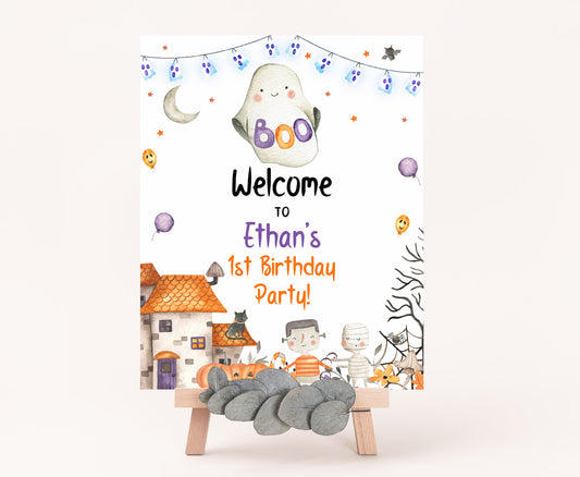 Editable Ghost Welcome Sign | Halloween Party Decotation - 115L