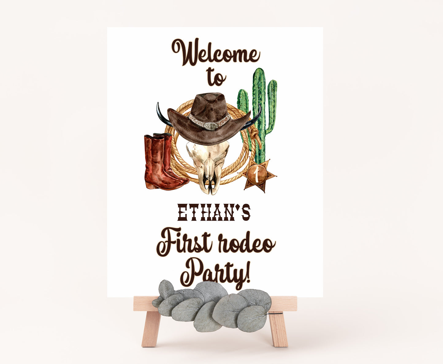Editable Cow boy Welcome Sign | Rodeo birthday  party decorations - 34A