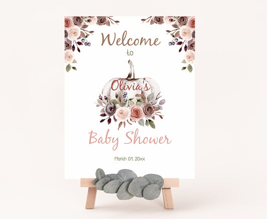 Editable Pumpkin Welcome Sign| Fall Baby Shower Decorations - 30I