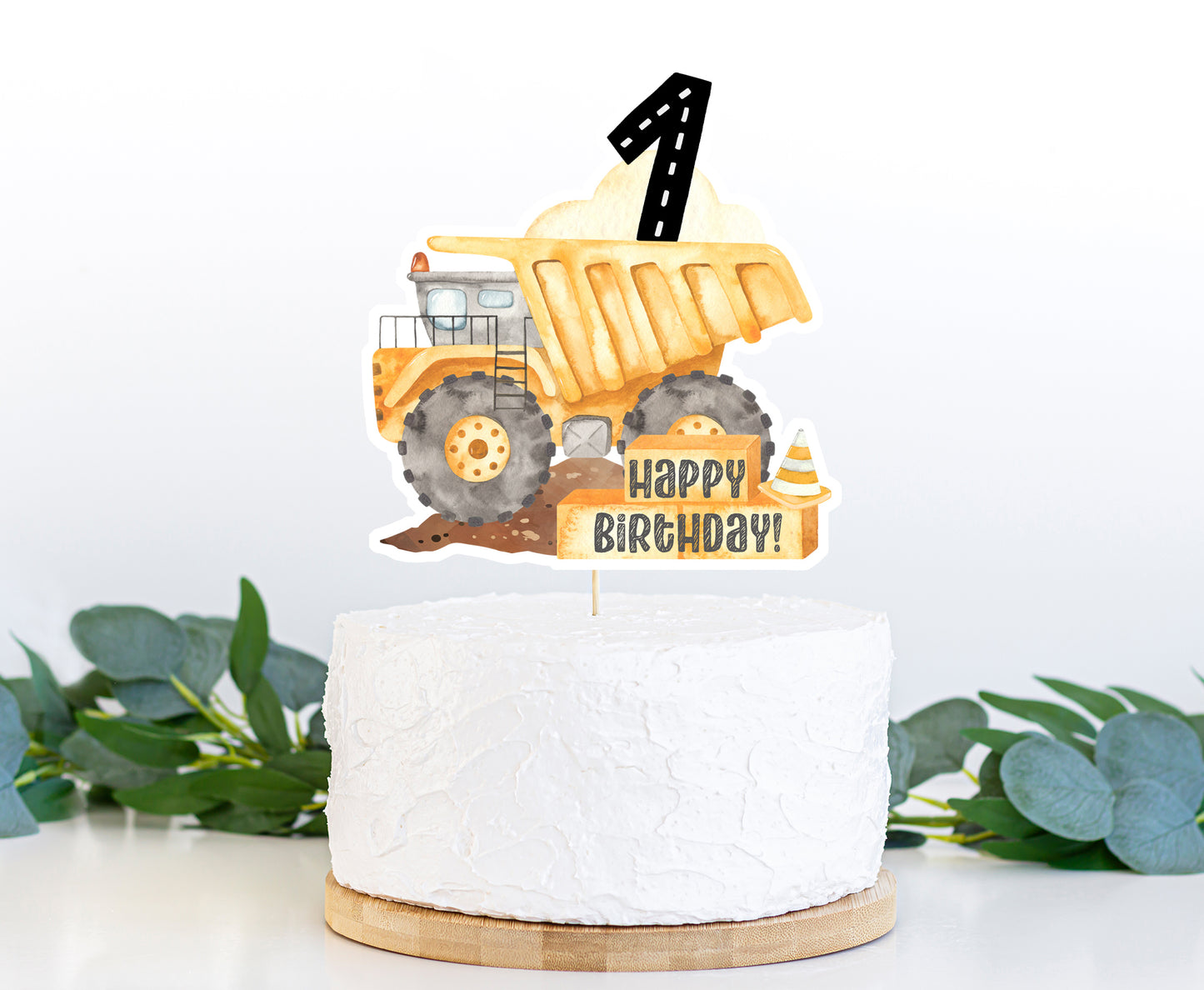 Construction Cake topper | Dump Truck 1st Birthday Party Decorations - 07A
