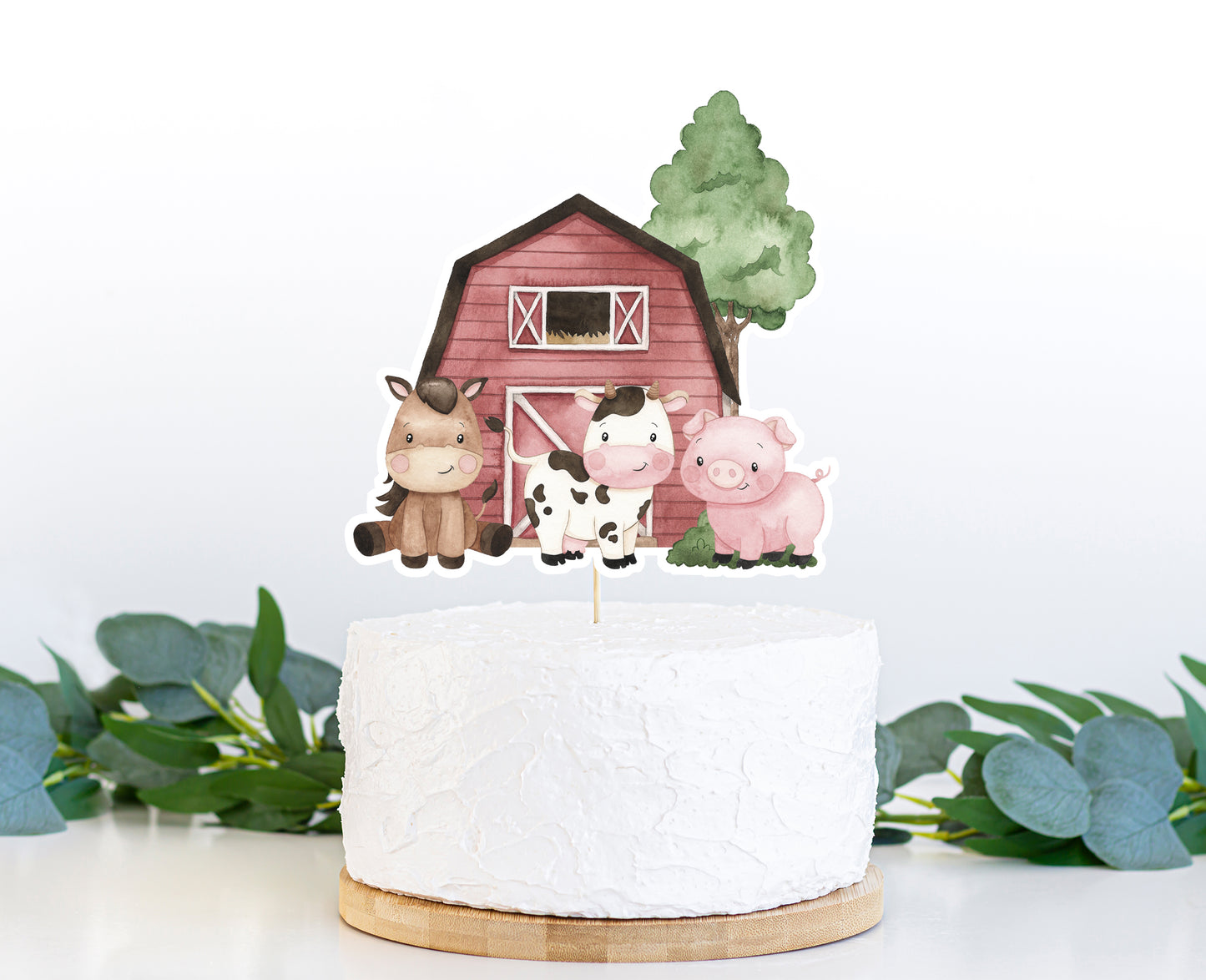 Farm animals Cake topper  | Red Barnyard Birthday Party Decorations - 11A