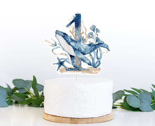 Whale Cake topper | Ocean 1st Birthday Party Decorations - 44C
