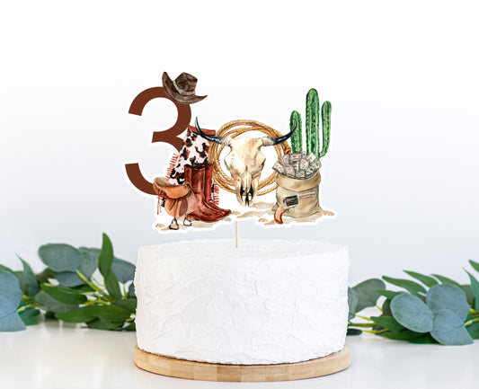 Rodeo Cake topper 3rd birthday | Cowboy Party Decorations - 34A