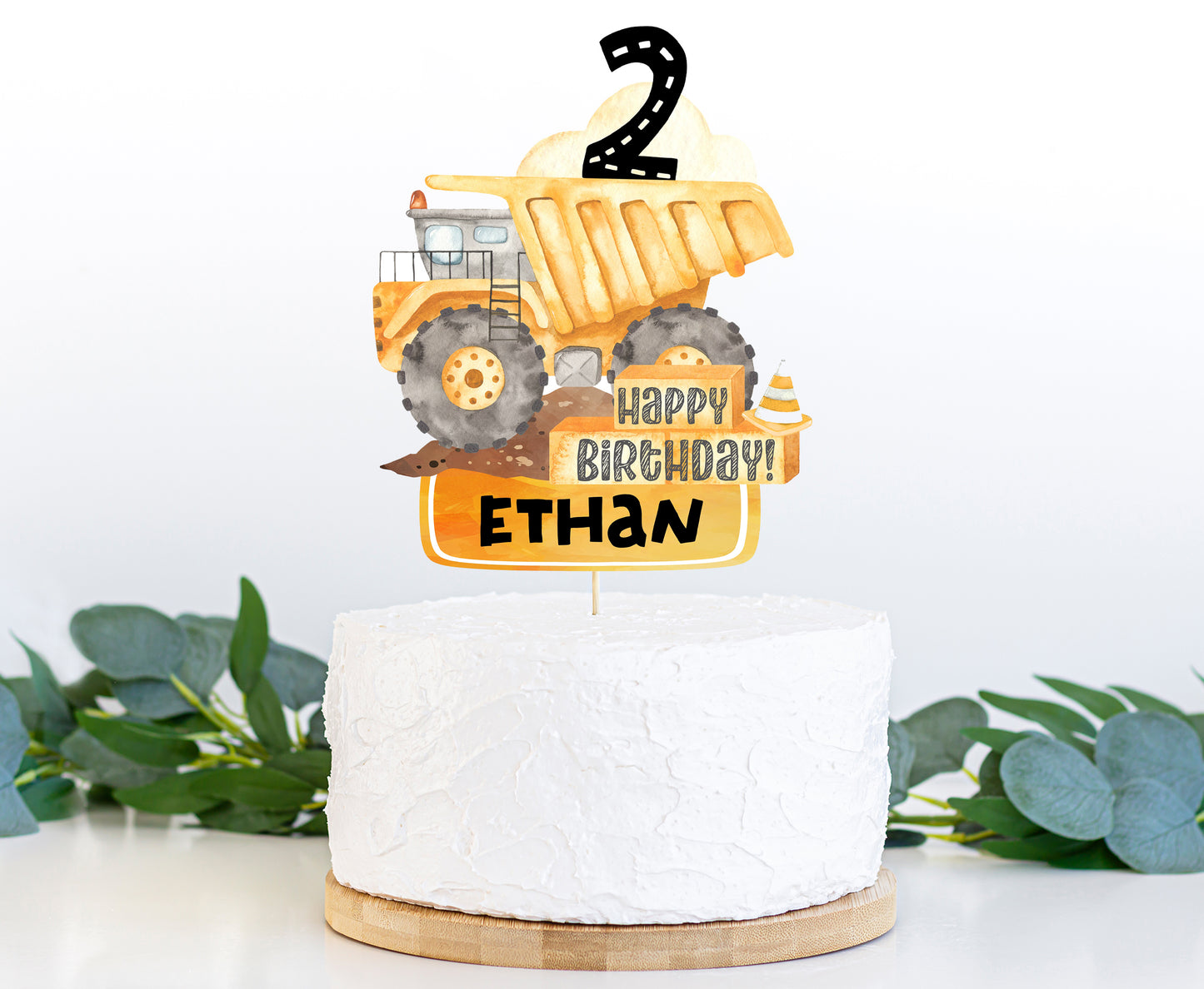 EDITABLE Construction Cake topper | Dump Truck Birthday Party Decorations - 07A