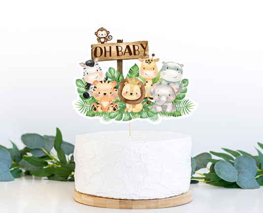 Oh Boy Safari Cake topper | Jungle Animals Baby Shower Decorations - 35E