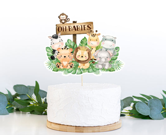 Oh Babies Safari Cake topper | Jungle Twins Baby Shower Decorations - 35E