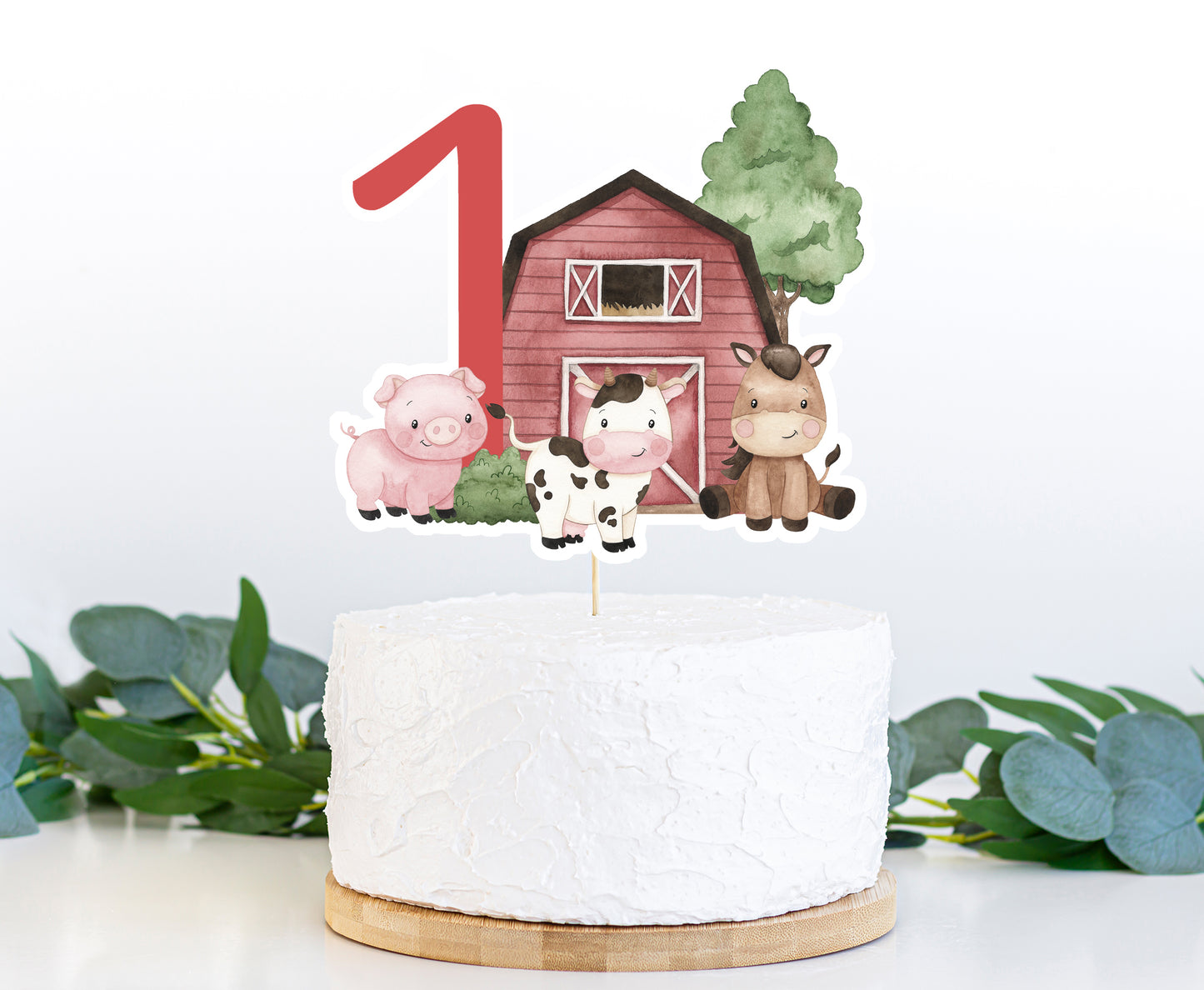 Farm Cake topper | Barnyard 1st Birthday Party Decorations - 11A