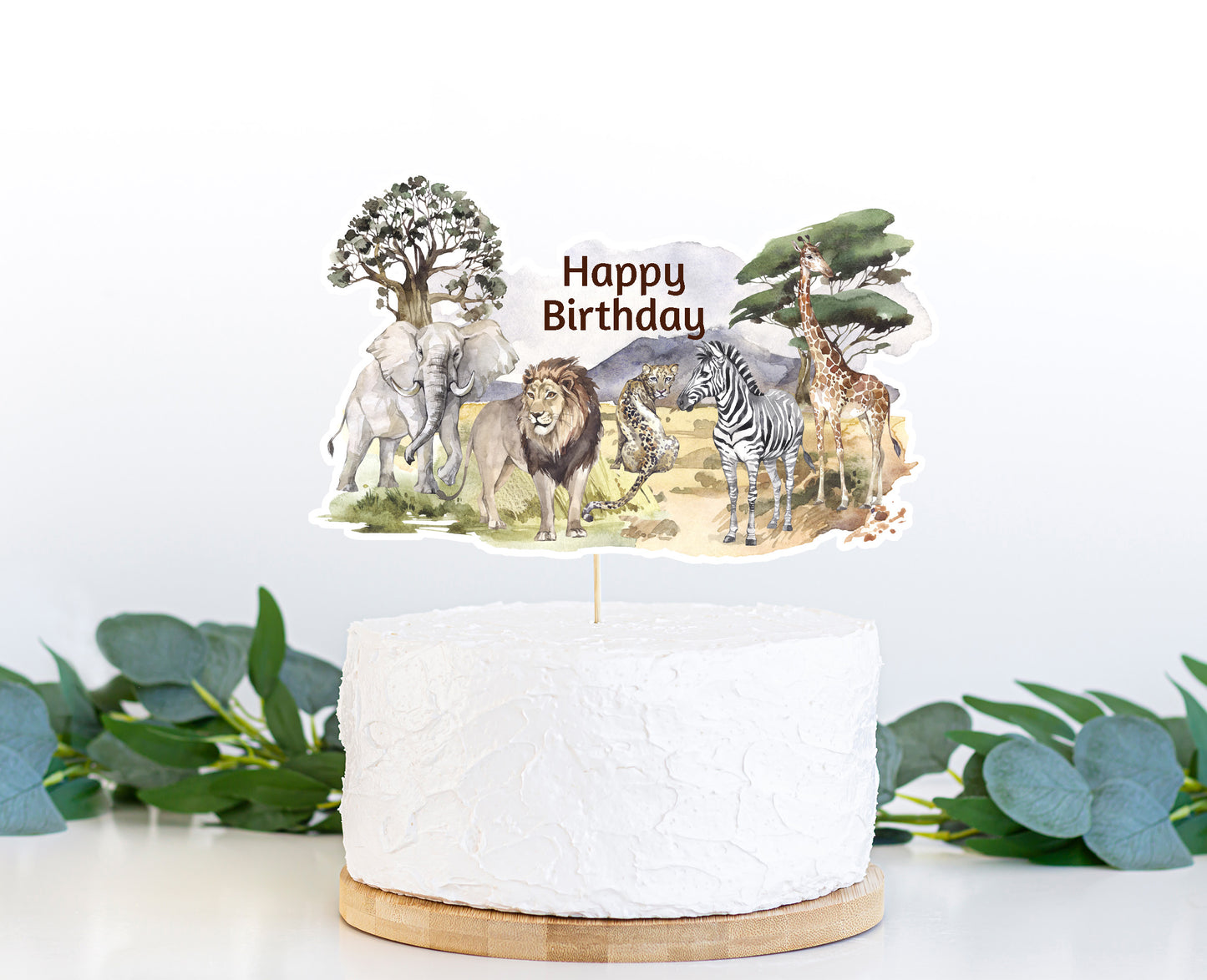 Safari Birthday Cake topper | Safari Animals Theme Party Decorations - 35I