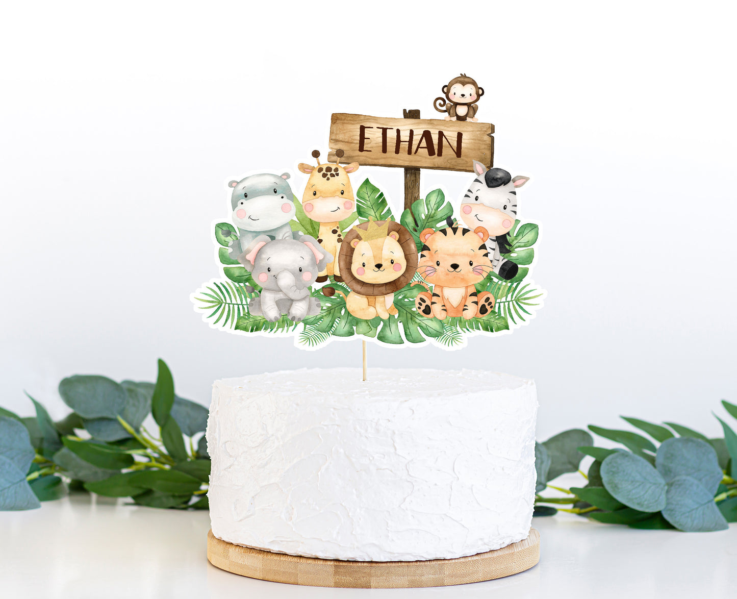 EDITABLE Safari Cake topper | Jungle Birthday Party Decorations - 35E