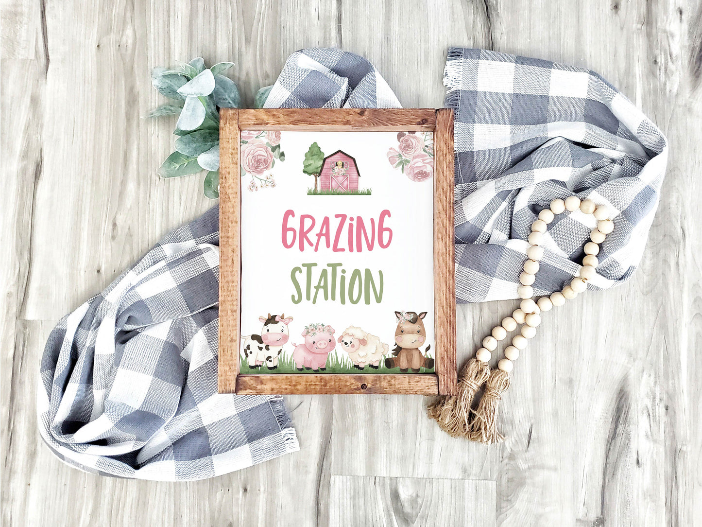 Grazing Station Sign Printable | Girl Farm Party Table Decoration - 11A